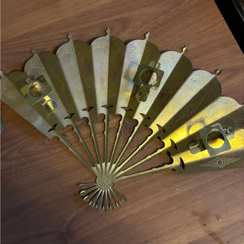 Vintage Home Interiors Wall Decor Fans set of 2 - Picture 3 of 5